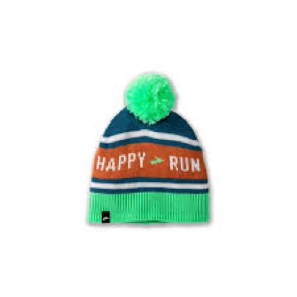 Brooks Heritage Pom Beanie Run Happy Dark Ocean